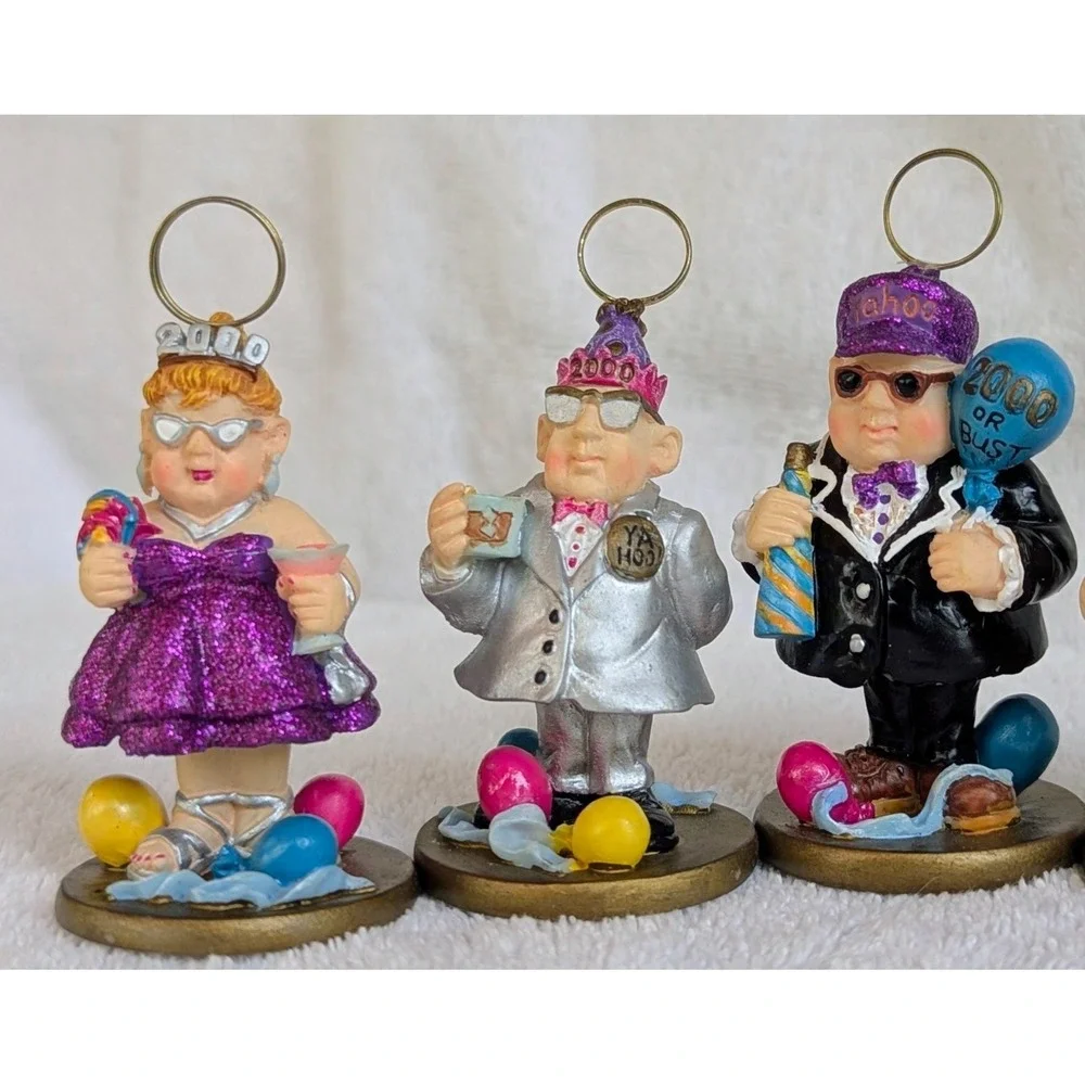 NEW Vintage Set of 6 Fun, Colorful, Party Seniors Bobblehead Place Holders